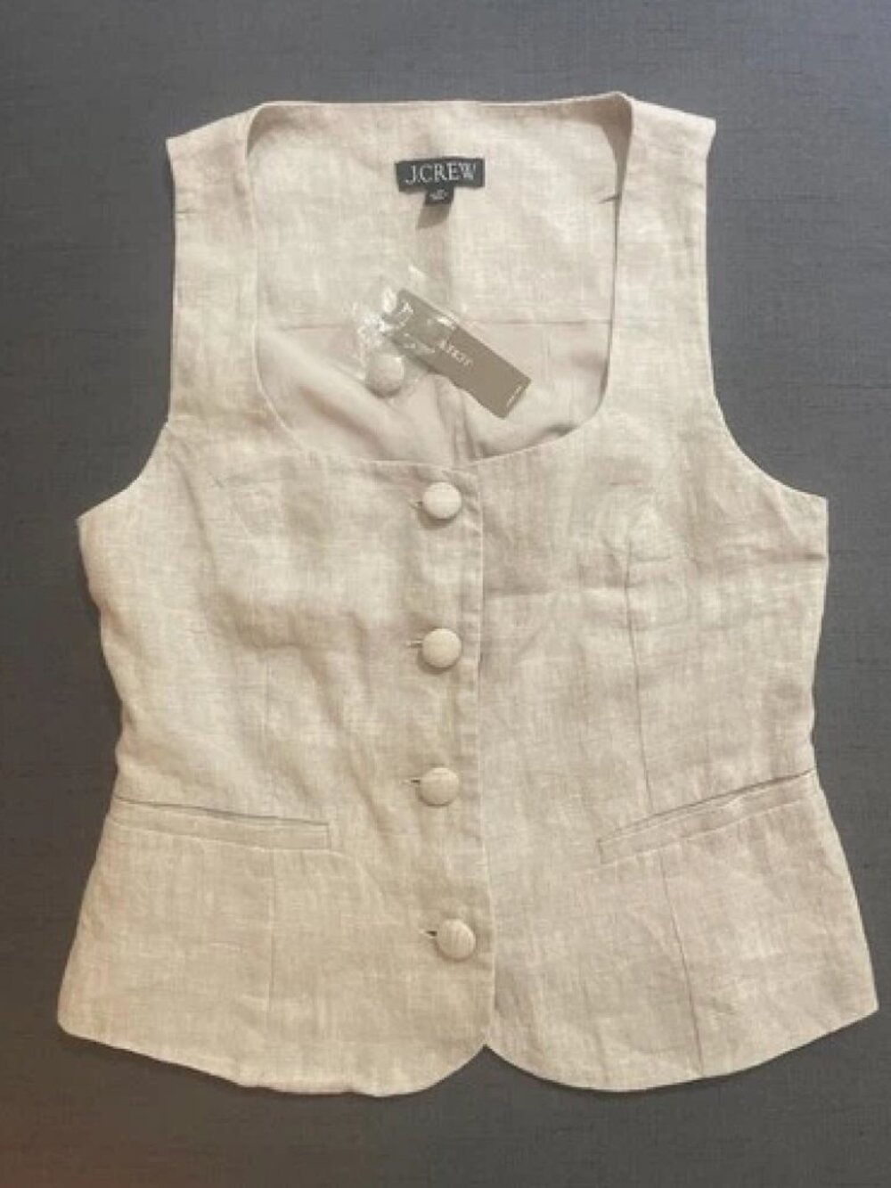 NWT J.Crew Scoopneck linen-blend vest SZ 00